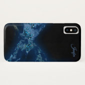 Coques Case-Mate iPhone Élégant Monogramme Parties scintillant Bleue (Dos (Horizontal))