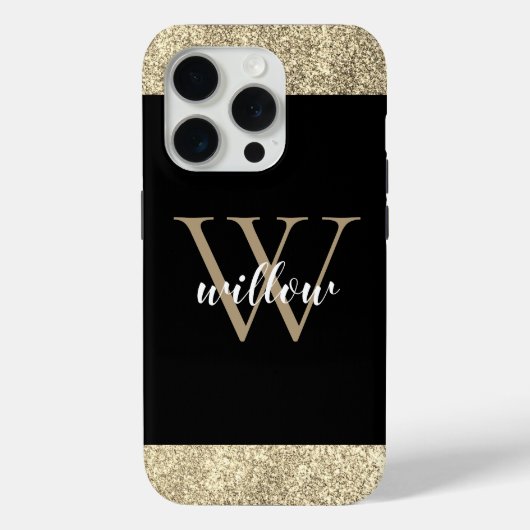 Coques Case-Mate iPhone Élégant Monogramme Parties scintillant or (Verso)