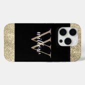Coques Case-Mate iPhone Élégant Monogramme Parties scintillant or (Verso (horizontal))