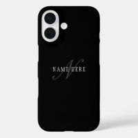 Élégant Monogramme personnalisable | Noir gris bla