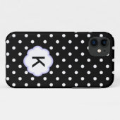 Coques Case-Mate iPhone Élégant monogramme pois noir et blanc (Dos (Horizontal))