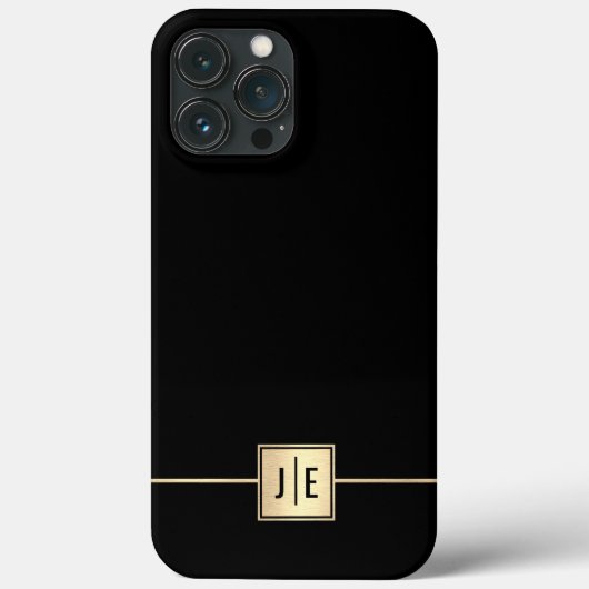 Coques Case-Mate iPhone Élégant Monogramme professionnel brillant noir et (Verso)