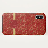 Coques Case-Mate iPhone Élégant Monogramme Red Wax Seal Gold Leaf Motif (Dos (Horizontal))