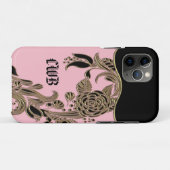 Coques Case-Mate iPhone Élégant Monogramme rose Cool Chic Annoncé (Dos (Horizontal))