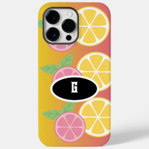 Coque Pour Pour iPhone 14 Pro Max Élégant Monogramme rose et jaune