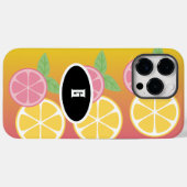 Coques Case-Mate iPhone Élégant Monogramme rose et jaune (Verso (horizontal))