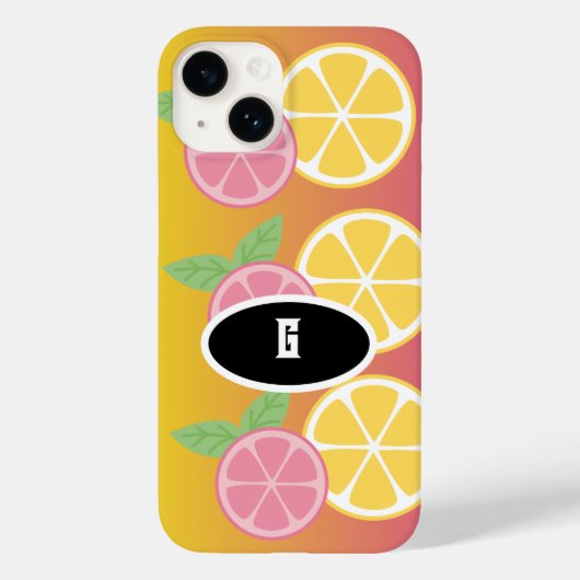 Coques Case-Mate iPhone Élégant Monogramme rose et jaune (Verso)