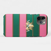 Coques Case-Mate iPhone Élégant Monogramme rose et vert (Dos (Horizontal))
