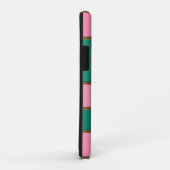 Coques Case-Mate iPhone Élégant Monogramme rose et vert (Dos/Droite)