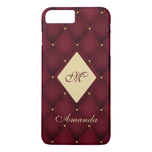 Coques Case-Mate iPhone Élégant Monogramme Rouge Or Tufted (Dos)
