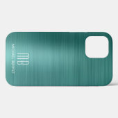Coques Case-Mate iPhone Élégant Monogramme vert (Verso (horizontal))