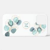Coques Case-Mate iPhone Elégant Monogrammed Eucalyptus Gold iPhone (Verso (horizontal))