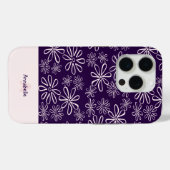 Coques Case-Mate iPhone Élégant Motif à fleurs violettes et bleues (Verso (horizontal))