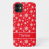 Coques Case-Mate iPhone Élégant Motif blanc d'hiver rouge vif (Dos)