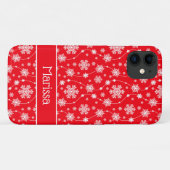 Coques Case-Mate iPhone Élégant Motif blanc d'hiver rouge vif (Dos (Horizontal))