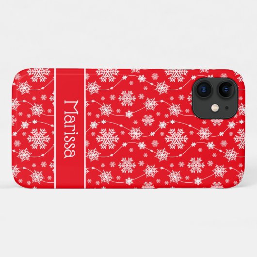 Coques Case-Mate iPhone Élégant Motif blanc d'hiver rouge vif (Dos (Horizontal))