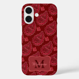 Coques iPhone 16 Elégant Motif Burgundy Paisley Personnalisé