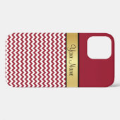 Coques Case-Mate iPhone Élégant Motif Chevron rouge et blanc épicé, Nom (Verso (horizontal))