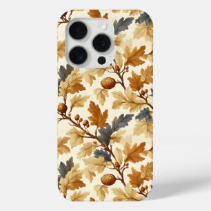 Coque iPhone 15 Pro Élégant Motif d'automne feuille de chêne et pineco