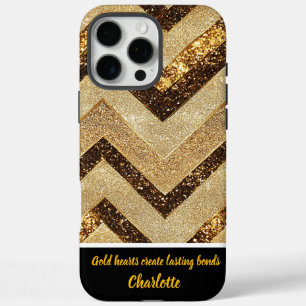 Coques iPhone 16 Pro Max Élégant motif de chevron doré