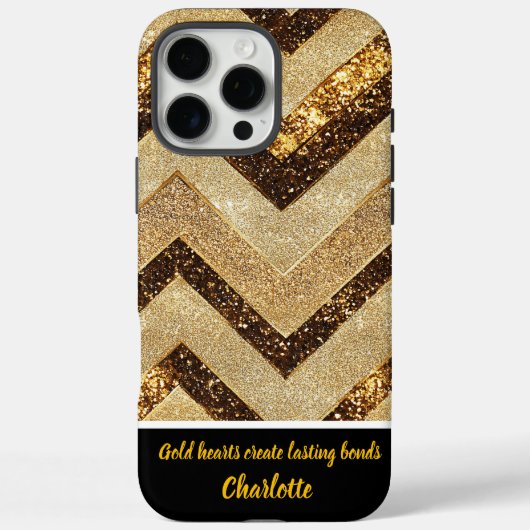 Coques Case-Mate iPhone Élégant motif de chevron doré (Verso)