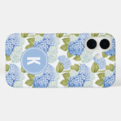 Coques Case-Mate iPhone Élégant Motif de fleurs d'hydragea bleu (Verso (horizontal))