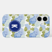 Coques Case-Mate iPhone Élégant Motif de fleurs d'hydragea bleu (Verso (horizontal))
