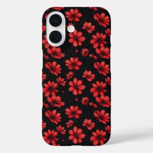 Coques iPhone 16 Élégant Motif de fleurs rouges