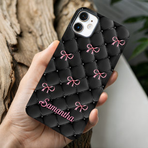Coques iPhone 16 Élégant motif de noeuds papillon coquette rose et