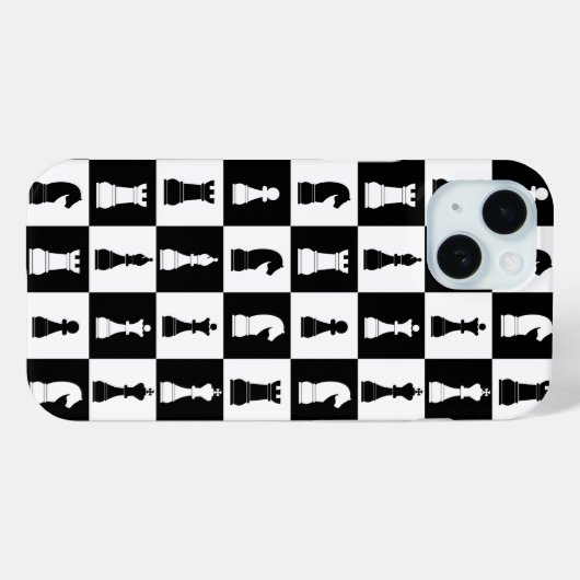 Coques Case-Mate iPhone Élégant Motif D'Échecs Noir Et Blanc (Verso (horizontal))