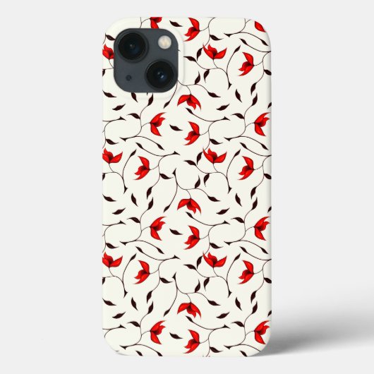Coques Case-Mate iPhone Élégant motif floral Fleurs rouges (Verso)