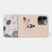 Coques Case-Mate iPhone Élégant motif floral Monogramme initial (Dos (Horizontal))