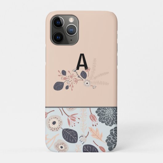 Coques Case-Mate iPhone Élégant motif floral Monogramme initial (Dos)