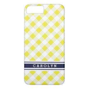 Case-Mate iPhone Case élégant motif gingham jaune marine prépa monogramm