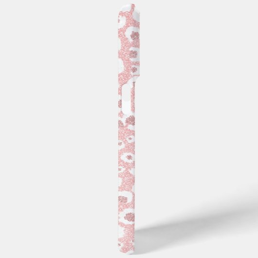 Coques Case-Mate iPhone Élégant Motif léopard Rose or rose blanc (Verso / Droite)