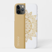 Coques Case-Mate iPhone Elégant Motif Mandala Gold sur le nom blanc (Dos)