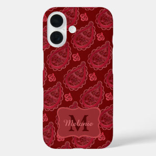 Coques iPhone 16 Élégant Motif Ornate Burgundy