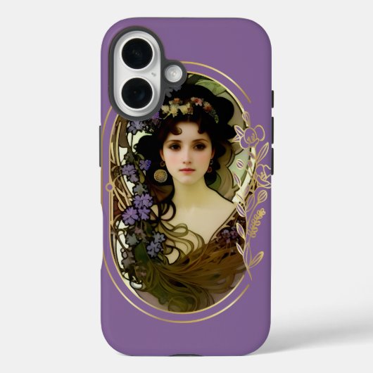 Coques Case-Mate iPhone Elégant Mucha Style Portrait d'une belle femme (Verso)