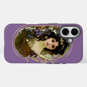 Coques Case-Mate iPhone Elégant Mucha Style Portrait d'une belle femme (Verso (horizontal))