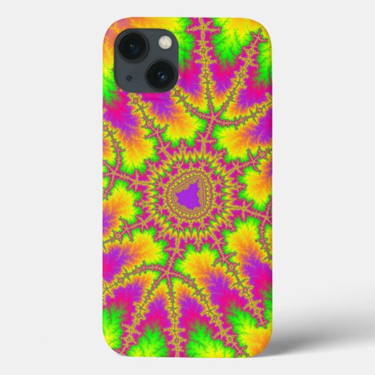 Coques Case-Mate iPhone Élégant Neon arc-en-ciel fractal (Verso)