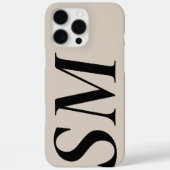 Coques Case-Mate iPhone Élégant noir beige Bold Monogramme initial (Verso)