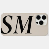 Coques Case-Mate iPhone Élégant noir beige Bold Monogramme initial (Verso (horizontal))