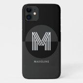 Coques Case-Mate iPhone Élégant noir blanc gris géométrique Monogramme mod (Dos)