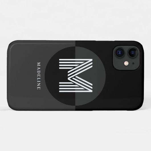 Coques Case-Mate iPhone Élégant noir blanc gris géométrique Monogramme mod (Dos (Horizontal))