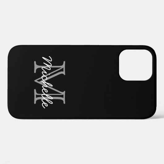 Coques Case-Mate iPhone Élégant Noir Blanc Manipulé Moderne Monogramme (Verso (horizontal))