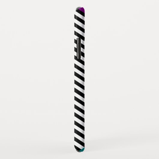 Coques Case-Mate iPhone Élégant noir blanc rayé violet violet et Turquoise (Dos/Droite)
