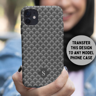 Case-Mate iPhone Case Élégant noir blanc rétro motif floral Monogramme