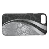Coques Case-Mate iPhone Élégant noir et argent Damas Stripes dynamiques (Dos (Horizontal))