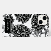 Coques Case-Mate iPhone Elégant noir et blanc Dahlia personnalisé (Verso (horizontal))