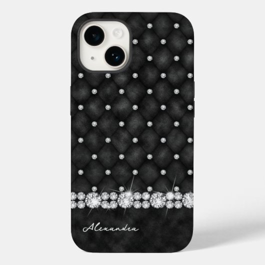 Coques Case-Mate iPhone Élégant noir et diamant Faux Parties scintillant M (Verso)